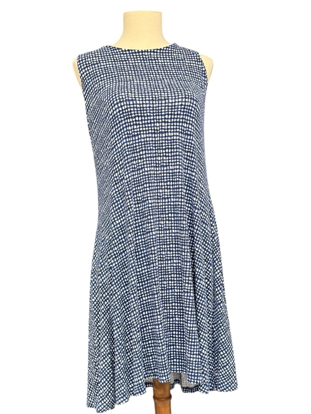 Mercer & Madison Blue Gingham Swing Dress Medium Keyhole Back